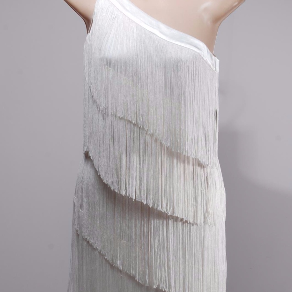 NWT Ogua  White Poly One Shoulder dress